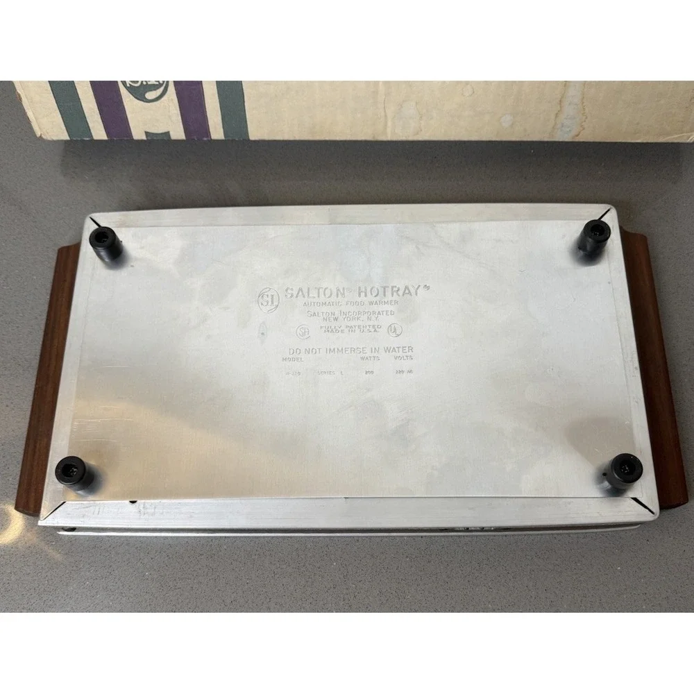 VTG Salton Hotray H-110 Food Warmer MCM Mid Century Modern Glass Hot Plate Box